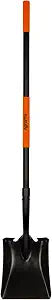 Square Shovel for Digging, Heavy Duty Metal Shovel with Long Fiberglass Handle, 58-Inch Flat Garden Shovel for Transfer Soil, Sand, Gravel, Landscaping