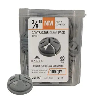 Halex 3/8 in. Non-Metallic Push-in Connector, 1/2 in Knockout, 100-Box