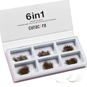 Curacoro Dark Brown Promade Mix 1500 Fans, 5D Volume Lashes CC Curl, 9-14mm