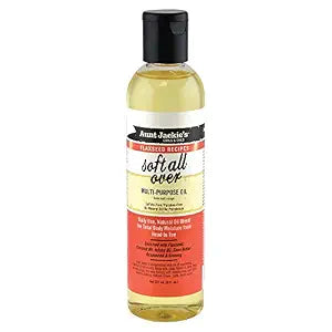 Aunt Jackie's Flaxseed Recipes Soft All Over, Multi-Use Oil for Hair and Body, Enriched with Flaxseed, Avocado, Coconut Oil and Marshmallow Root, Bottle 8 Fl Oz