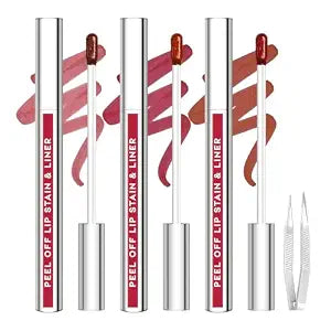 3Pcs Lip Stain Peel Off Set, Long-Lasting Lip Liner Stain, Waterproof Tint