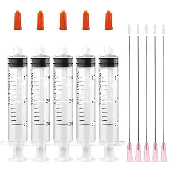 30ml Glue Applicator Syringes with 18G 4 Inch Blunt Tip Long Needle and Cap