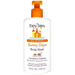 Fairy Tales Sun & Swim Kids Body Wash - Chlorine Removal After-Pool Body Wash for Kids, Washes Off Salt, Sunscreen & Pool Residue - Delicious Tropical Scent - 16oz