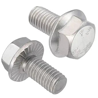 VGBUY M8-1.25 x 16mm Flanged Hex Head Bolts,304 Stainless Steel 18-8,Fully Threaded,Silver External Flange Hex Drive Screws,Pump,Fix Car,DIY Project(27Pcs)
