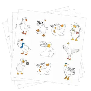 Blulu Silly Goose Temporary Tattoos 8 Sheets 80 Pcs One Goose Birthday Decorations Cute Animals Themed Fake Tattoo Stickers for Classroom Prize School Gifts Carnival Birthday Party Favors(Funny)