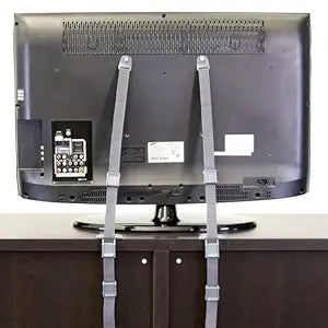 Qdos Safety 2-in-1 Anti-Tip TV Straps for Anchoring TV for Baby Proofing | TV Safety Straps for Flat Screen TVs Hold up to 200 lbs. Patented SecureHooks Anchor TV for Easy Installation