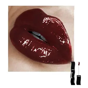 Gothic Dark Red Lipstick, Dark Red Lip Gloss, Long-Lasting, Waterproof & Non-Sticky | Moisturizing, High Pigmented Vegan Lip Gloss for Bold Cosplay, Vampire & Halloween Makeup
