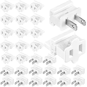 Fovths 30 Pieces Christmas Lighting Slip Plug SPT-1 Male and SPT-1 Female Vampire Plug Gilbert Zip Slide Plugs Electrical Light End Plugs for Christmas Decoration, White