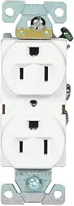 Eaton BR15W 15-Amp 125-volt Commercial Grade Straight Blade Duplex Receptacle, White
