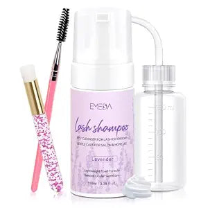 EMEDA Lash Shampoo Kit, 3.38 Fl.oz / 100ml Gentle Foam Lash (Lavender)