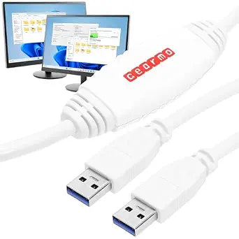 Gearmo PC to PC Data Transfer Cable - 6ft, Unlimited Uses, Built-in Software, No Installation - High Speed USB Data Transfer Between Computers - Supports Windows 11/10/8/7