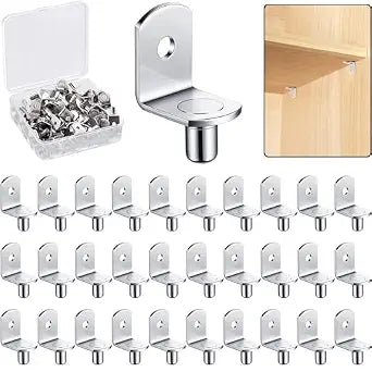 5mm Shelf Support PegSupport Cabinet Shelf PinsShelf Bracket Pegs with HoleL-Shaped Nickel Plated Furniture Replacement Peg for Bookcase Kitchen Closet Shelf Shelves Furniture Cabinet
