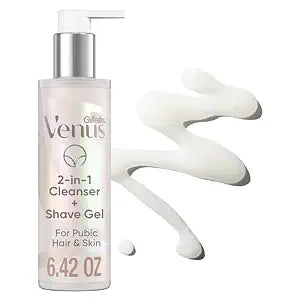 Gillette Venus Intimate Grooming 2in1 Cleanser and Shave Gel for Bikini Pubic Hair and Skin 6.4 Oz