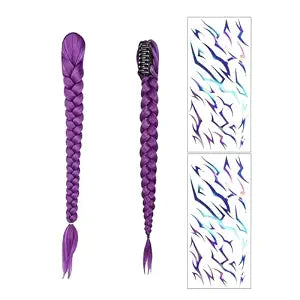 28'' Long Pre-Braided Clip in Purple Extensions Accessories