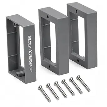 ReceptXtenders 3/4" Single Gang Outlet Box Extender, UL Listed Electrical Box Extender for Outlets & Switches, 3 Pack with Screws