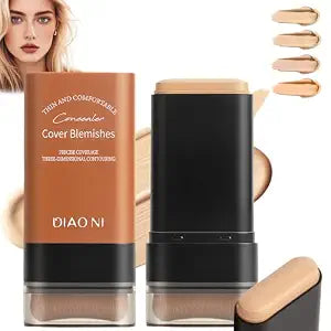 Flawless Eraser Foundation Stick,Korean Hydrating Lightweight Foundation Stick with Brush,Multi-Use Foundation Stick Makeup, Waterproof Thin and Cover Blemishes for All Skin Types (natural, 02)