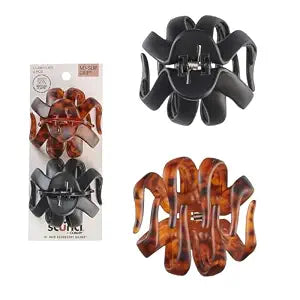 Scunci by Conair jaw claw clips - hair accessories for women - claw clips for thick hair - claw clip - Octopus Clip - Tortoise Brown & Black - 2 Count