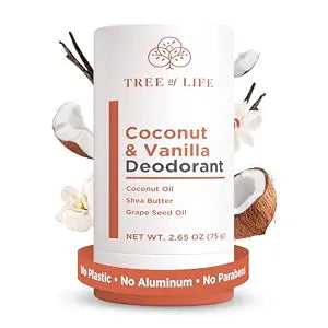 Tree of Life Aluminum Free Deodorant for Women, Coconut Vanilla, 2.65 Oz