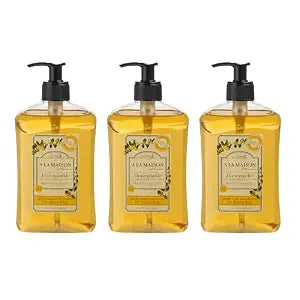 A LA MAISON Honeysuckle French Liquid Hand Soap - Natural Hand Wash Made with Essential Oils - Biodegradable, Plant-Based, Vegan, Cruelty-Free, Alcohol & Paraben Free (16.9 oz, 3 Pack)