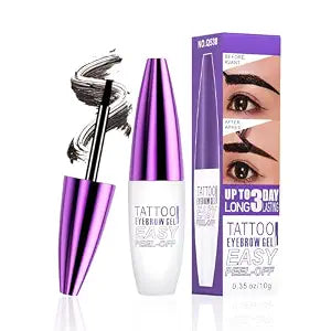 Tattoo Eyebrow Gel Easy Peel Off for Women Makeup (03 Grey Brown)