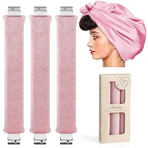obeoby Heatless Curlers, Heatless Curls Overnight Set for Women, Pink