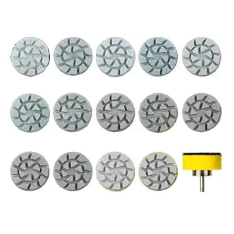 1inch 25mm Mini Diamond Polishing Pad Set, 14PCS Different Grit 50#-10000# Water Sanding Discs & 1PC 2.3mm Shank Hook & Loop Backing Holder for Detail Fine Grinding