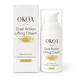 OKOA SKIN Instant Lifting Cream, Dual Action Lifting Cream with Peptides & Hyaluronic Acid, Hydrating Soothing Moisturizer for Reduce Fine Lines & Wrinkles (1)