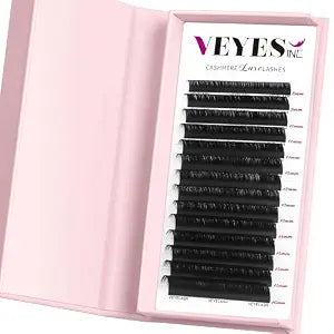 VEYES INC Cashmere Luxe Lashes - Tapered Tips Volume Lash Extension Trays B/C/CC/D/M/J Curl, 0.03-0.05, 8-17mm | Matte Black Professional Eyelash Supplies for Lash Techs (0.03 CC 8-16mm)