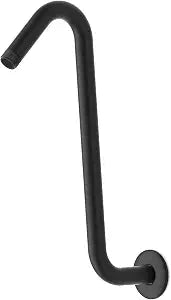 BOZYBO S Shaped Shower Water Pipe, Shower Arm with Flange, Standard 1/2" Connection-12 Inch (Black)
