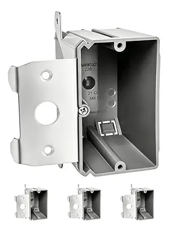 DILIGUALA 1-Gang Adjustable Outlet Box, ETL Listed Non-Metallic Electrical Box, Adjustable Depth, 2-Hour Fireproof Heat-Resistant Plastic, for Gypsum Board and Wood Surface Electrical Wiring, 4 Pack