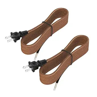 10 Feet Vintage Electrical Cord Rayon Cloth Covered Lamp Cord with Plug