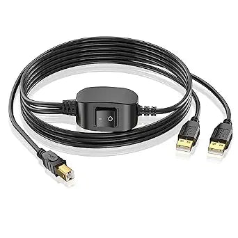 8FT Printer Cable Splitter for 2 USB Computers/Laptops Using 1 Printer