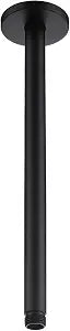 16 Inch Ceiling Mounted Shower Arm with Large Flange, Matte Black, Made of 304 Stainless Steel, Straight Shower Arm for Morden Bathroom