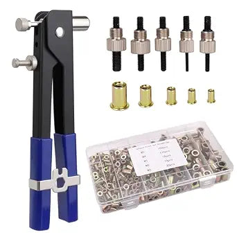 430PCS Rivet Nut Tool Kit (M8/M6/M5/M4/M3) with Rivet Nut Gun (Gold)