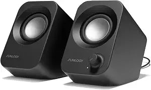 FUNLOGY Speaker - 14W Stereo PC Speakers, USB Powered, Compact Size with 30 Tilt Design, Volume Dial Control, for Desktop, Laptop, Monitor, Gaming Consoles, Black