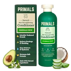 PRIMALS Hair Strengthening Conditioner - Creatine, Biotin & Avocado Oil - Silicone Free Detangling Formula - Natural Ingredients - Men & Women - No Artificial Fragrance, Parabens or Dyes - 13.5 Fl Oz