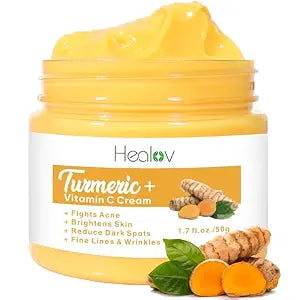 Herblov Turmeric Face Cream for Face & Body - All Natural Turmeric Skin Brightening Lotion - Cleanses Skin, Fights Acne, Evens Tone, Scars, Sun Damage, & Age Spots - Pure Cleansing Cream