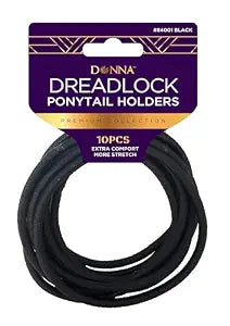 DONNA Dreadlock Hair Ties for Locs, Big Black Ponytail Holders, Thick Hair