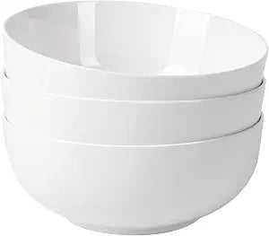 Takywep 3 Pack Large Salad Bowls Set, 64 Ounce Porcelain Serving Bowls for Kitchen, Bowl Sets for Salad Soup Pasta Popcorn Fruits, White