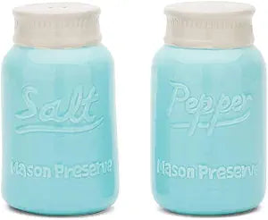 Fox Run Ceramic Mason Jar S&P Shakers, Salt and Pepper, Blue