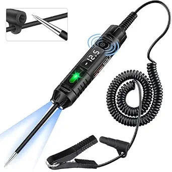 Upgraded Heavy Duty Circuit Tester with Buzzer, 3-72V DC Digital LED Test Light with Voltmeter, Automotive Light Tester with Illumination, Fuse Voltage Tester Auto Electrical Tool
