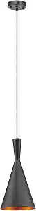 Globe Electric 63873 1-Light Hourglass Pendant Light Fixture, Matte Black, Gold Interior, Adjustable Hanging Height Cord, Dimmer Switch Compatible, Modern Lighting for Kitchen Island or Dining Room