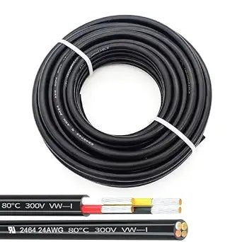 24AWG UL2464 Power Cable Stranded Electrical Wire LED Red & Black & Yellow& White 4 Conductors tinned Copper (24AWG -4C- 100ft)