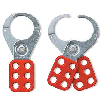 Master Lock 421 Lockout Tagout Hasp with Vinyl-Coated Handle and Extended Jaw, Red, "1-1/2"" Inside Diameter"