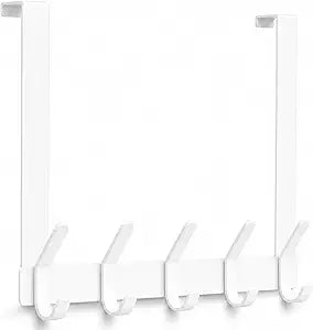 Long Over The Door Hooks Hanger with 15.75" Arms for Easier Access by Shorter, J16U, Perfectly Fits US Standard 1 3/4-inch Doors, Towel Rack Bathroom Organizer Holder, Rustproof, White