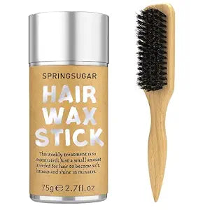 Slick Back Hair Brush & Hair Wax Stick Set for Slick Back – Boar Bristle Brush for Sleek, Control, Flyaways & Baby Hairs – Wax Stick for Women Sectioning & Parting