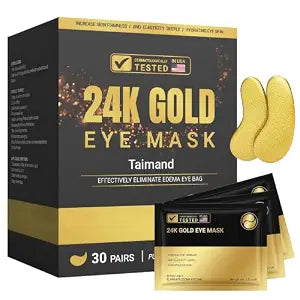 Taimand 24K Gold Collagen Under Eye Patches for Dark Circles, 30 Pairs