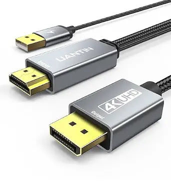 UANTIN Active HDMI to DisplayPort Cable (4K 60Hz,1080p@120Hz) 3FT Uni-Directional HDMI Computer to DP Screen Adapter Display Port Cord Compatible for PC,Laptop,AMD,NVIDIA,PS5,Xbox