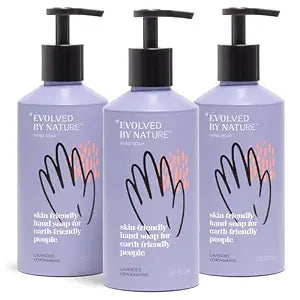 EVOLVED BY NATURE Liquid Hand Soap, 12 Oz (Pack of 3), Lavender Lemongrass, Biodegradable Formula