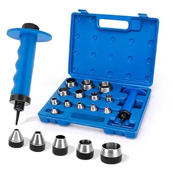 Hollow Punch Set with Pin Point Punch Shaft, 3/16 to 1-3/8in